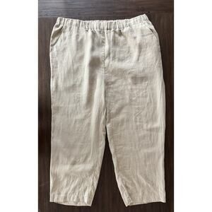 Quince 100% European Linen Pants Women's XL Beige Cropped Driftwood